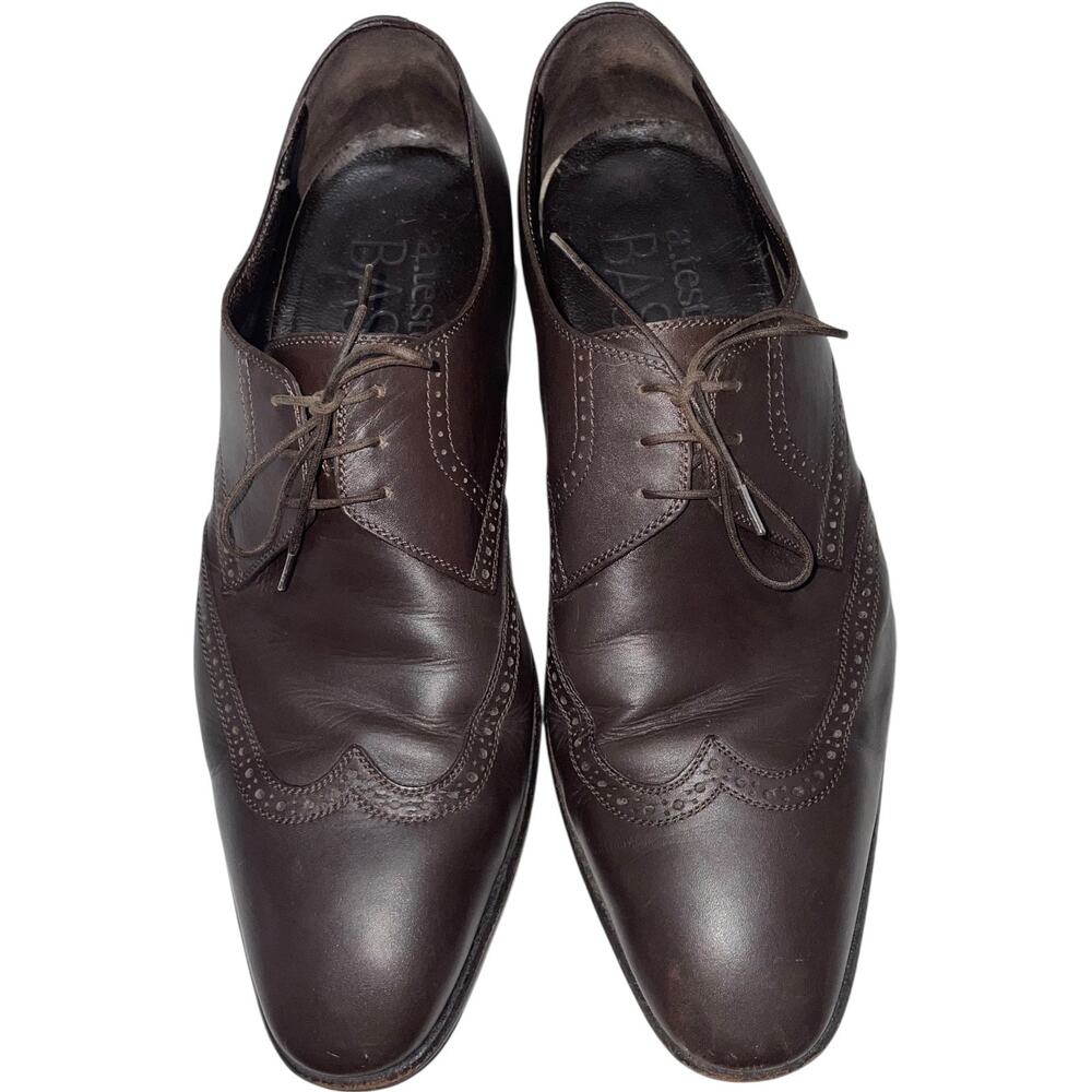 A. Testoni Basic Brown Leather Wing Tip Oxford Sh… - image 1